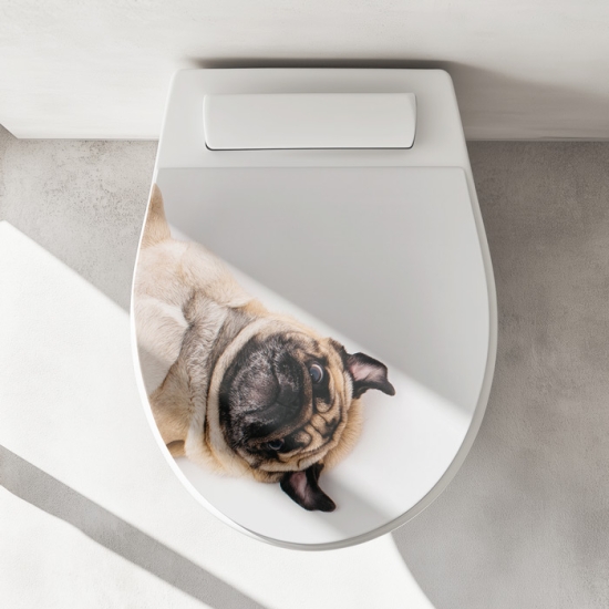 Mobile Preview: WC-Deckel Aufkleber Mops Artikelbild 1