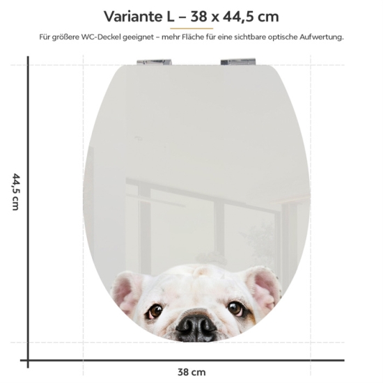 Mobile Preview: WC-Deckel Aufkleber Bulldogge Variante 38 x 44 cm