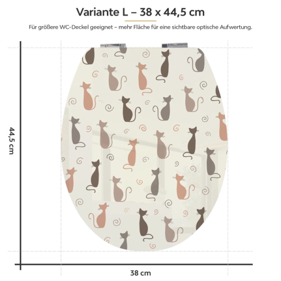 Mobile Preview: WC-Deckel Aufkleber Cat Lady Variante 38 x 44 cm