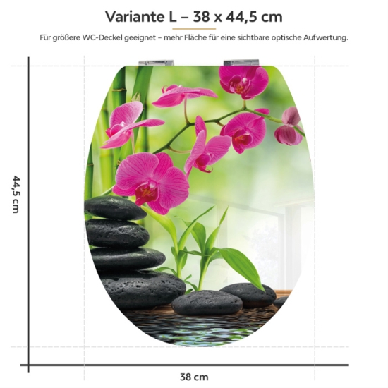 Mobile Preview: Wc-Deckel Aufkleber Zen Bambus & Orchideen Variante 38 x 44 cm