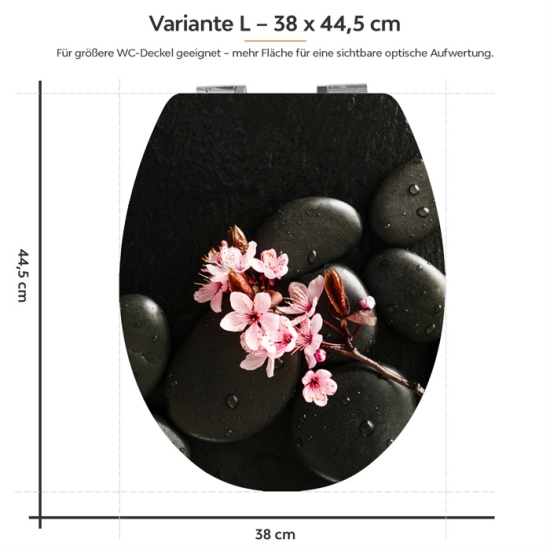 Mobile Preview: Wc-Deckel Aufkleber Orchideen & Steine Variante 38 x 44 cm
