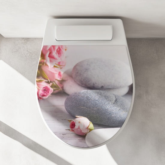 Mobile Preview: Wc-Deckel Aufkleber rosa Rosen Zen Artikelbild 1