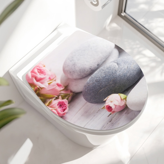 Mobile Preview: Wc-Deckel Aufkleber rosa Rosen Zen Hauptbild